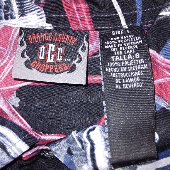 Vintage Orange County Chopper Short Sleeve Button Down Men's Size Large - Picture 6 of 12